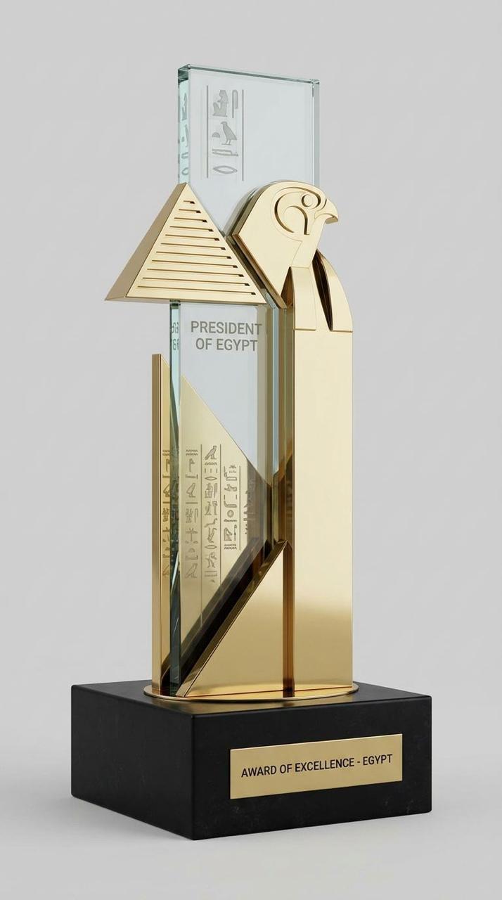 Gold-toned architectural metal award